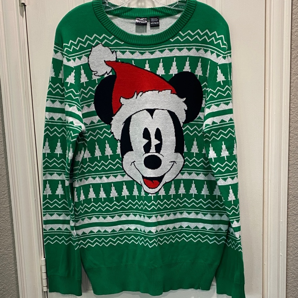 Disney Green Mickey Mouse Christmas Sweater